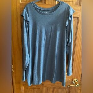 Blue ruffle sleeve long sleeve shirt